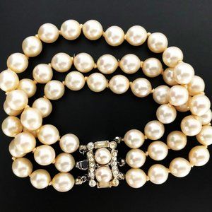 Vintage Costume Pearl Bracelet, 7.5"